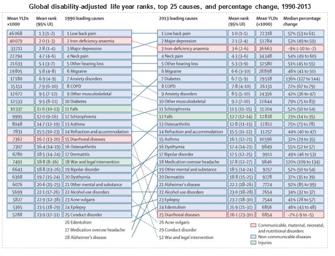 global disability adjusted life year ranks